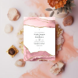Convites Casamento de Blush e Agate Dourado