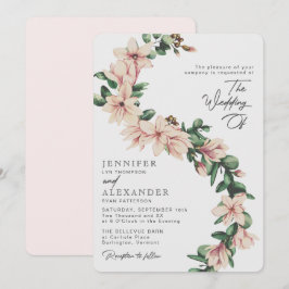 Convites Casamento de Blush Elegante Magnolia Floral Eucaly