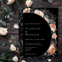 Convites Casamento de Blush Negro Vintage Gótico