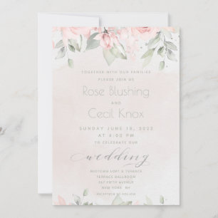 Convites Casamento de Blush Rosa Eucalyptus Greenery