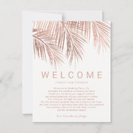 Convites Casamento de boas-vindas da palmeira tropical rosa