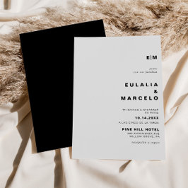 Convites Casamento de Boda Negra Negra Inicial Minimalista