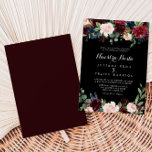Convites Casamento de Boda, Nuestra Botânica Negra Russa<br><div class="desc">Este convite de casamento da mestra botânica negra russa é perfeito para um casamento rústico. A design apresenta flores brilhantes,  vermelhas,  marinhos,  azuis e esbranquiçadas radiantes e graciosas pintadas à mão num fundo preto,  inspirando beleza natural.</div>
