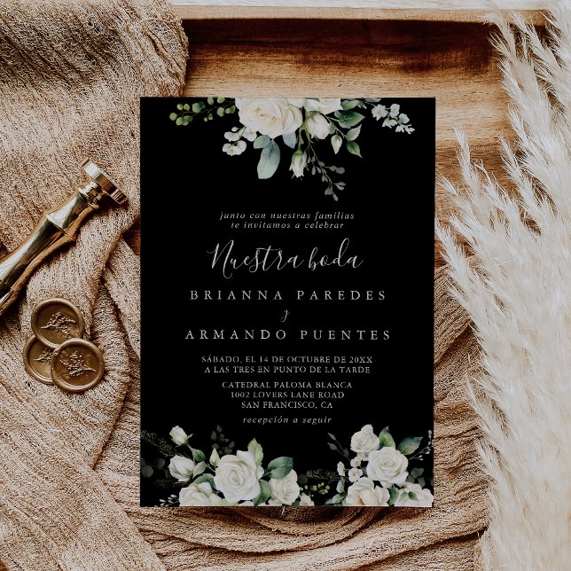 Convites Casamento de Boda, Nuestra Floral de Ivory Elegant (Criador carregado)