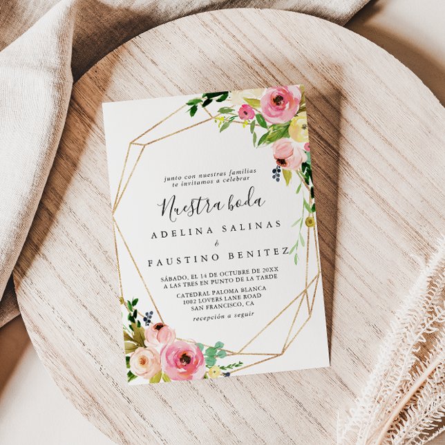 Convites Casamento de Boda, Nuestra Tropical Dourada Geomét (Criador carregado)