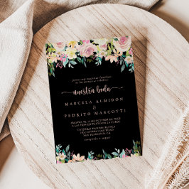 Convites Casamento de Boda, Primavera Floral, rosa Dourada