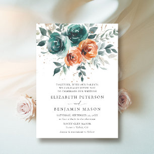 Convites Casamento de Boêmia Floral Floral Laranja Queimada