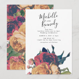 Convites Casamento de Boho Botânico Floral da Rosa vermelha