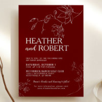 Casamento de Boho Botânico Floral na moda Dark Red