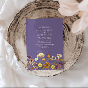 Convites Casamento de Boho com Lavanda de Flor Selvagem Whi