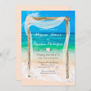 Convites Casamento de Boho com Porto Azul Tropical