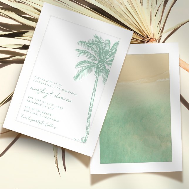 Convites Casamento de Boho da Árvore de Palma de Watercolor (Criador carregado)