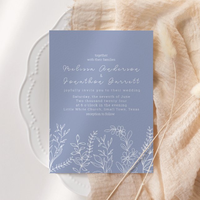 Convites Casamento de Boho das Flores Periwinkle (Criador carregado)