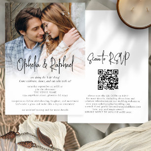 Convites Casamento de Boho de Código QR de Script Informal