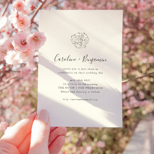 Convites Casamento de Boho de Desenho Floral de Ivory Black