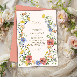 Convites Casamento de Boho de flor silvestre de cor aquátic