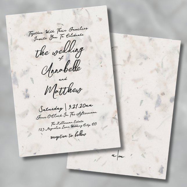 Convites Casamento de Boho de Papel de Semente Manuscrito E (Elegant Handwritten Seed Paper Boho Wedding Invitation)