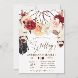 Convites Casamento de Boho do Dreamcatcher Rosa de Blush