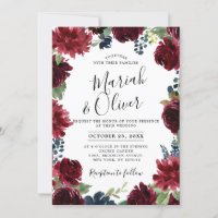 Casamento de Boho Floral Azul Marinho Vermelho Bur