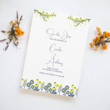Casamento de Boho Floral de Flor Azul Amarelo