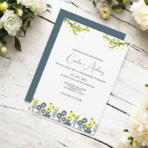 Casamento de Boho Floral de Flor Azul Amarelo