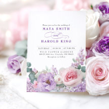 Casamento de Boho Floral, de Roxo Botânico e Rosa