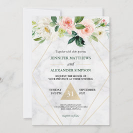 Convites Casamento de Boho Floral Rosa-Blush