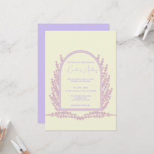Convites Casamento de Boho Floral Rosa Púrpura lavanda