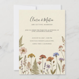 Convites Casamento de Boho Flores Silvestres Prensadas & Co