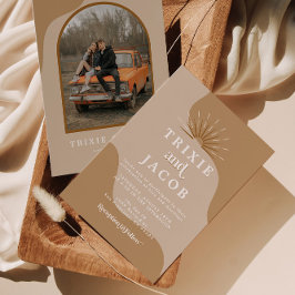 Convites Casamento de Boho Fotográfico com Arco Retroativo 