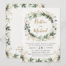 Casamento de Boho Leaf Boho, Dourado Elegante Verd