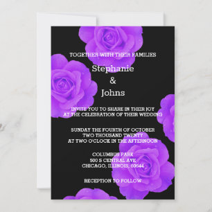 Convites Casamento de Boho Moderno Elegante Preto Roxo