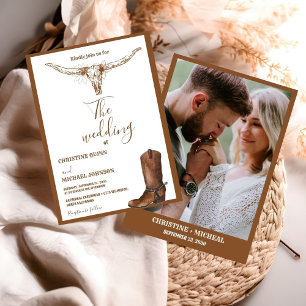 Convites Casamento de Boho Ocidental Moderno Minimalista