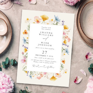 Convites Casamento de Boho Primavera Wildflower Botanical