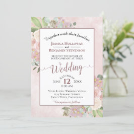Convites Casamento de Boho Rosa-Rosa Mauve-Cor-de-Água da E