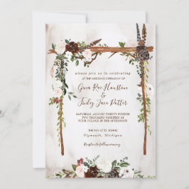 Convites Casamento de Boho Rustic Wood & Floral Arch Canopy