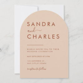 Convites Casamento de Boho Terracotta minimalista moderno