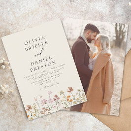 Convites Casamento de Boho Wildflower Beige Photo Garden