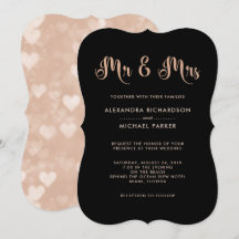 Casamento de Bokeh Rosa e Negro Modernos | Sr. e S