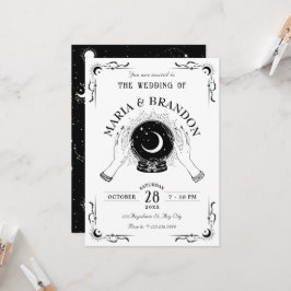 Convites Casamento de bola de cristal de lua negra e branca