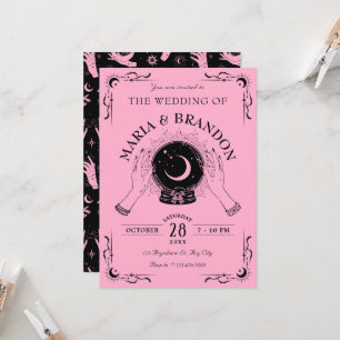 Convites Casamento de bola de cristal de lua rosa negra