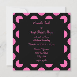 Convites Casamento de Bolinhas Pretas e Rosa