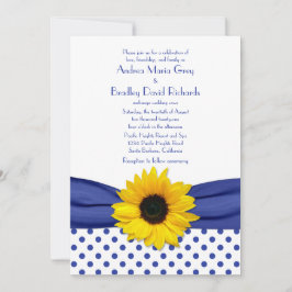 Convites Casamento de Bolinhas Real Azul Sunflower