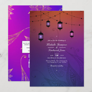 Convites Casamento de Bollywood Árabe com código QR RSVP