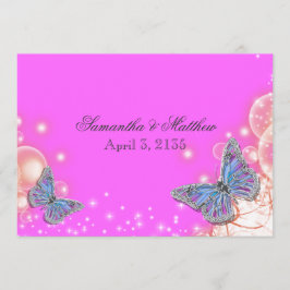 Convites Casamento de borboleta azul rosa
