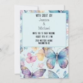 Convites Casamento de Borboletas Azuis Whimsical