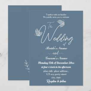Convites Casamento de borboletas azul empoeiradas romântica