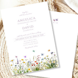 Convites Casamento de Borboletas de Flores Selvagens Whimsi