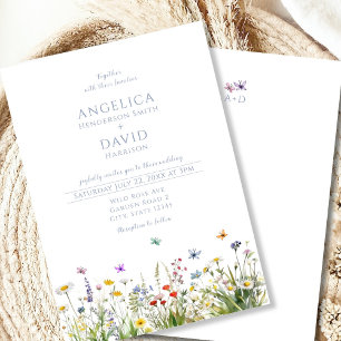 Convites Casamento de Borboletas de Flores Selvagens Whimsi