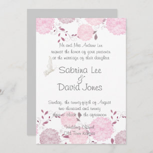 Convites Casamento de borboletas e cristais cor-de-rosa